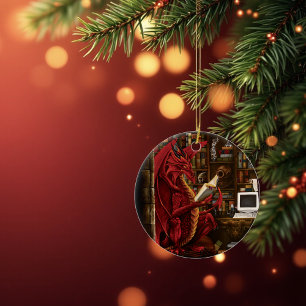 Dragon Podcast Bibliotek Julgransprydnad Keramik