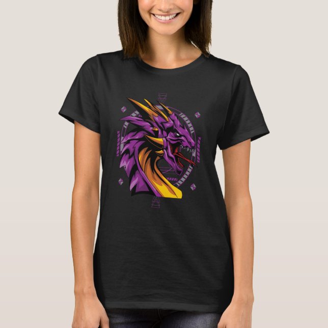 Dragon Pop Aesthetic Helig Geometry Mandala Mitho T Shirt (Framsida)