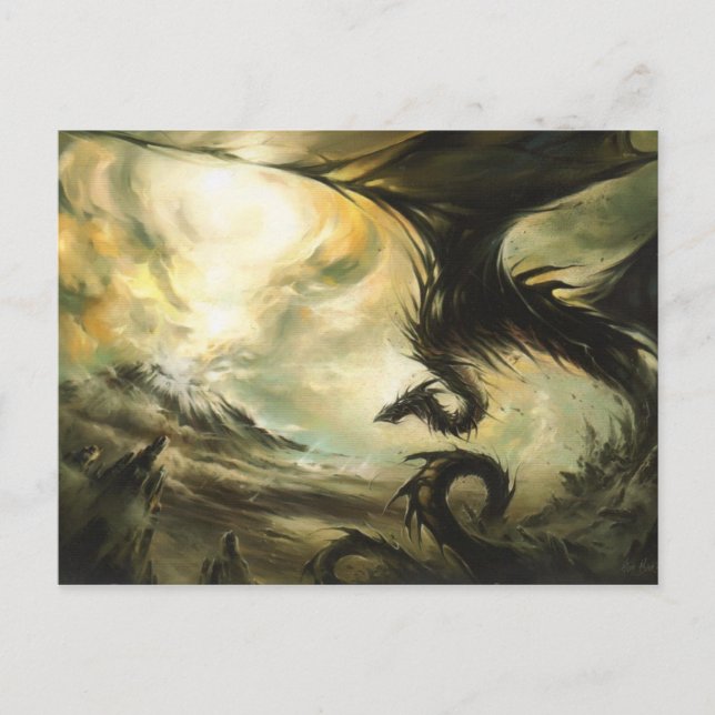 Dragon Postcard | Mythical Creature Art Hälsning Vykort (Framsida)
