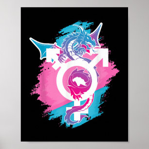 Dragon Pride Genderfluid LGbt och Transpride Poster