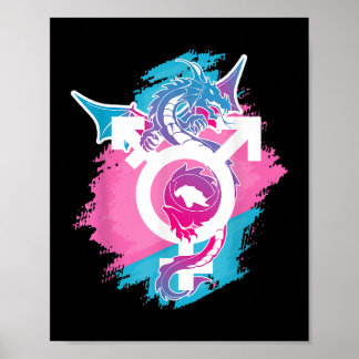 Dragon Pride Genderfluid LGbt och Transpride Poster