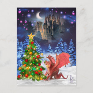 Dragon Pulling på Julgran Helg Vykort