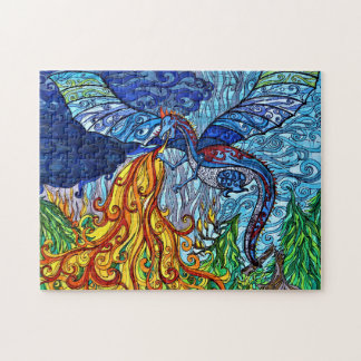 Dragon Puzzle av nedfläckad-glas Pussel