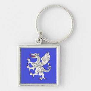Dragon Rampant Argent Fyrkantig Silverfärgad Nyckelring