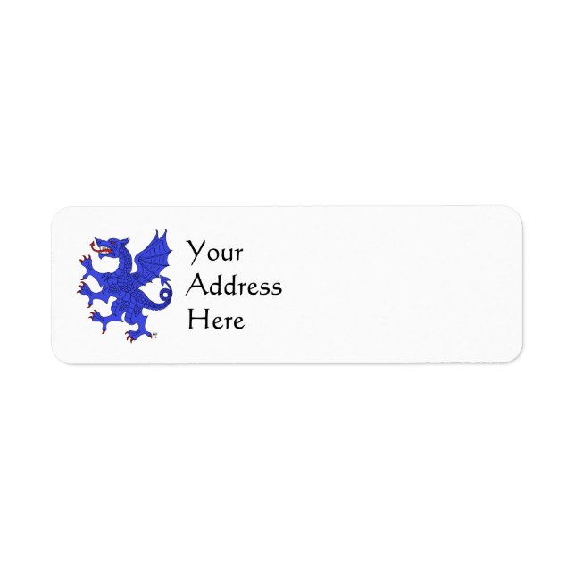 Dragon Rampant Azure Returadress Etikett (Framsidan)