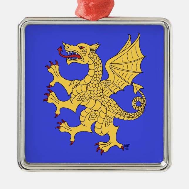 Dragon Rampant eller Julgransprydnad Metall (Framsidan)