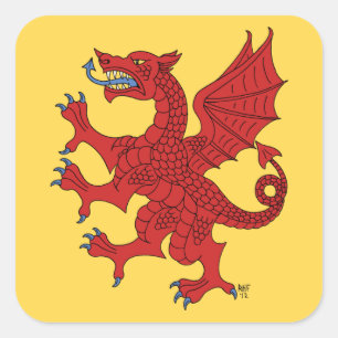 Dragon Rampant Gules Fyrkantigt Klistermärke