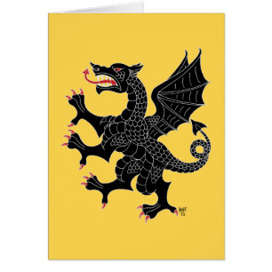 Dragon Rampant Sable Greeting Card Hälsningskort