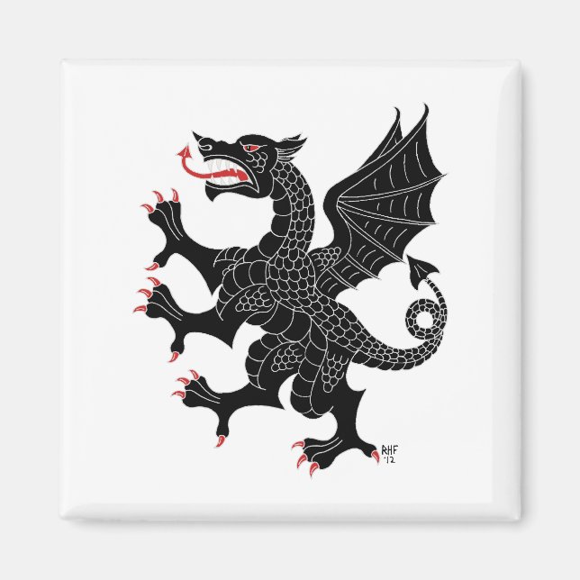 Dragon Rampant Sable Magnet (Framsidan)