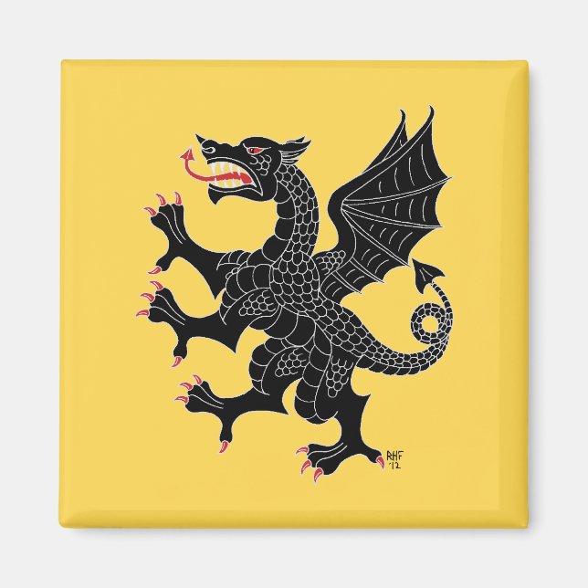 Dragon Rampant Sable Magnet (Framsidan)