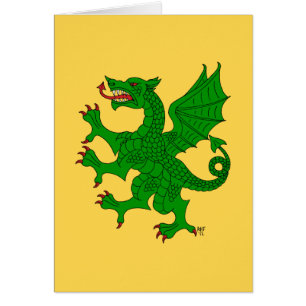 Dragon Rampant Vert-hälsningskort Hälsningskort