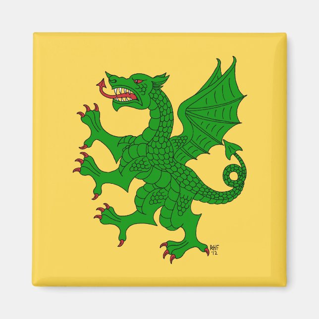 Dragon Rampant Vert Magnet (Framsidan)