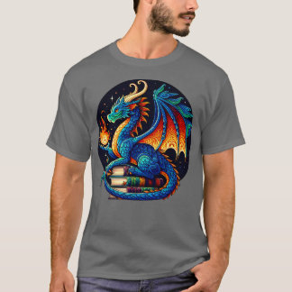 Dragon Reading a Bok Bookworm Bok Älskare 4 T Shirt