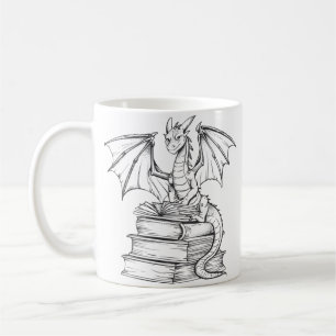 Dragon Reading Bok Kaffemugg