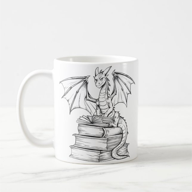 Dragon Reading Bok Kaffemugg (Vänster)