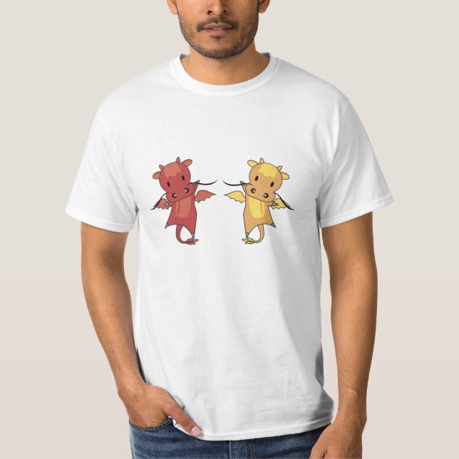 Dragon Red and Gult Dragon Fairy Tale Fantasy T Shirt (Framsida)
