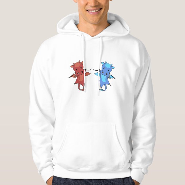 Dragon Red Blue Dragon Fairy Tale Fantasy Hoodie (Framsida)