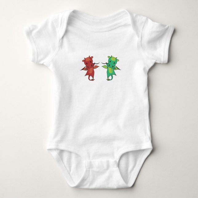 Dragon Red Blue Dragon Fairy Tale Fantasy T Shirt (Framsida)