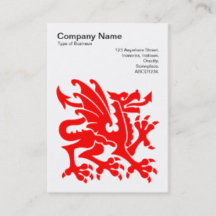 Dragon - Red on White Visitkort