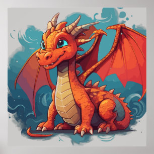 Dragon red-teckning poster