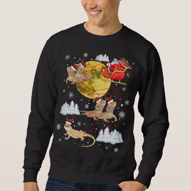 Dragon Reindeer jul Pajama Santa Xma Lång Ärmad Tröja (Framsida)