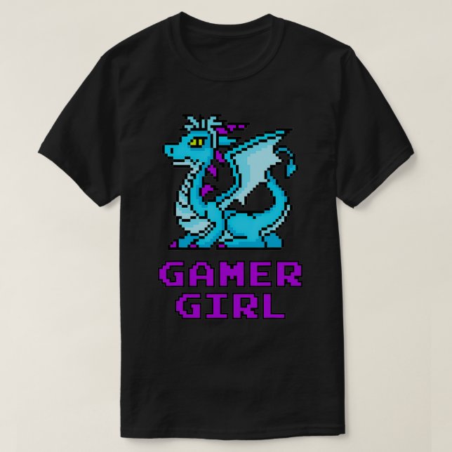 Dragon Retro 8Bit Coola Gamer Girl Gift Womens Vid T Shirt (Design framsida)