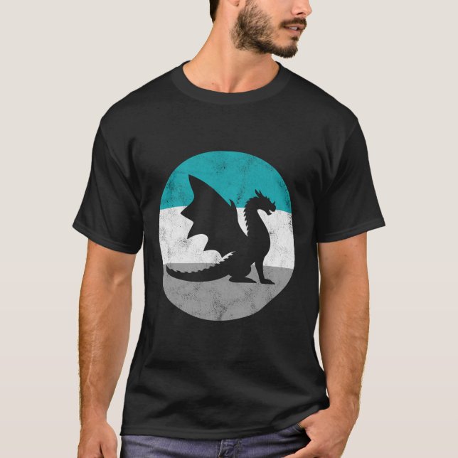 Dragon Retro Gift För manar eller Boys T Shirt (Framsida)