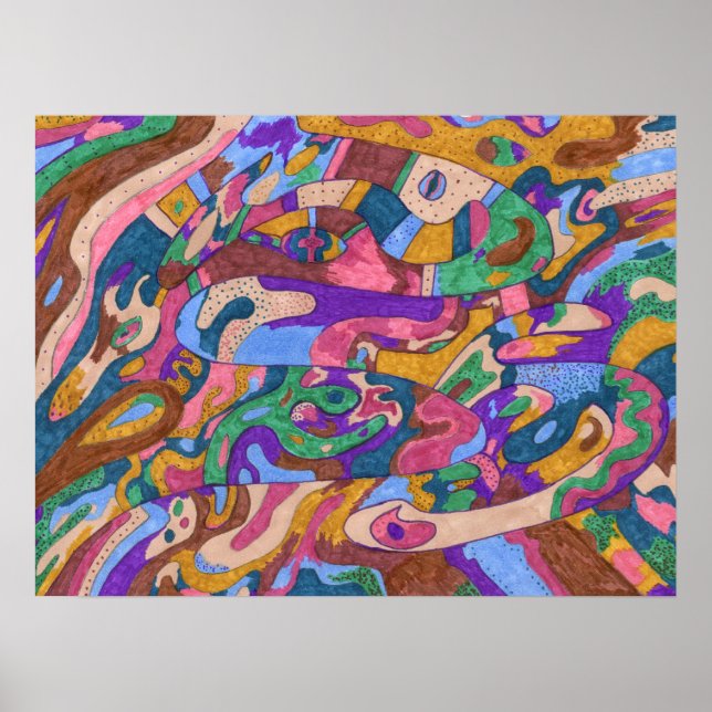 "Dragon Ride" 24x18-abstrakt Poster (Framsidan)