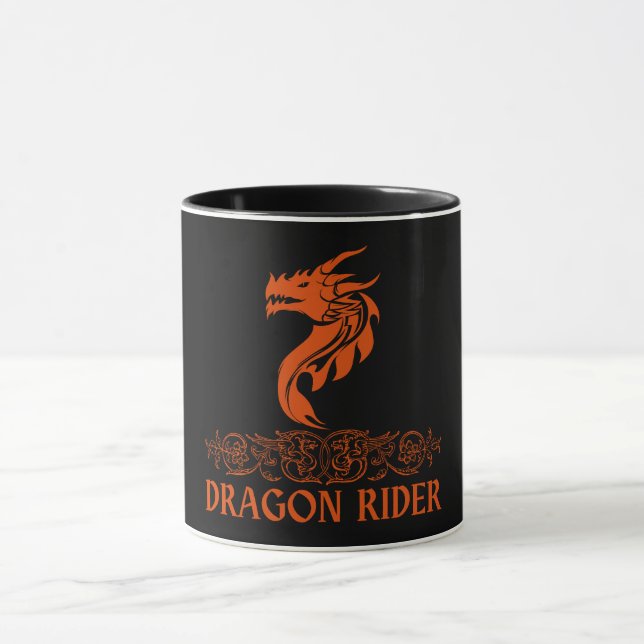 Dragon Rider Coola Trendig Fantasy Red Typography Mugg (Center)