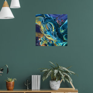 Dragon Rider Pawarlfärgad grafik Poster