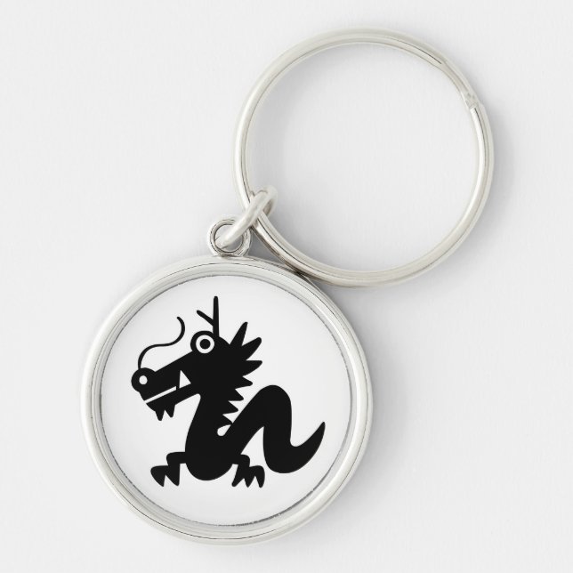 Dragon Rund Silverfärgad Nyckelring (Framsidan)