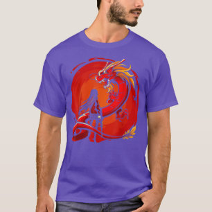 Dragon & Samurai Girl Warrior med Gun Japan Ani T Shirt