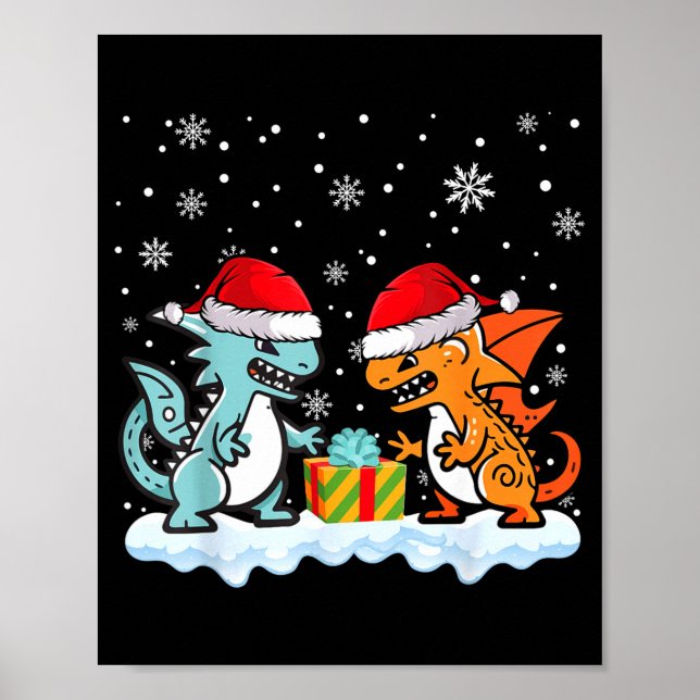 Dragon Santa Hat Mythical Animal Funny Christmas P Poster (Framsidan)
