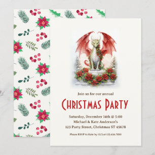 Dragon Santa Hat Mythical Fantasy Party Inbjudningar