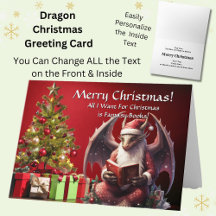 Dragon Santa Reading Bok God jul