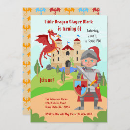 Dragon Sayer Knight Boy Födelsedagsfest Inbjudningar