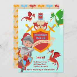 Dragon Sayer Knight Boy Födelsedagsfest Inbjudningar
