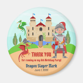 Dragon Sayer Knight Boy Födelsedagsfest Magnet