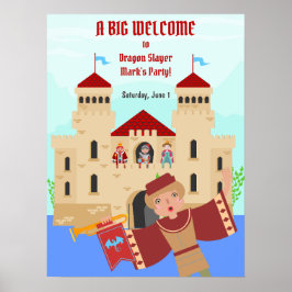 Dragon Sayer Knight Boy Födelsedagsfest Poster