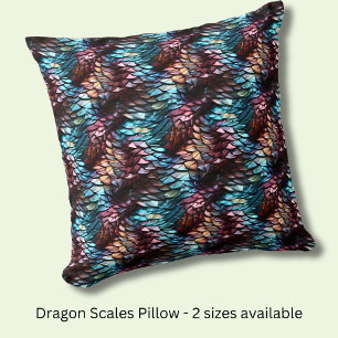 Dragon Scales Aqua Blue Crimson Brown Kudde