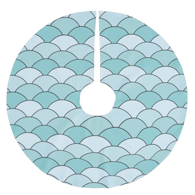 Dragon Scales, Fans, Waves, Seigaiha, Blue Julgransmatta Borstad Polyester (Framsidan)