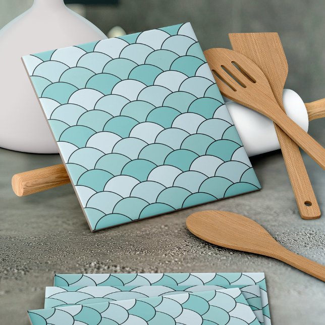 Dragon Scales, Fans, Waves, Seigaiha, Blue Kakelplatta (Skapare uppladdad)