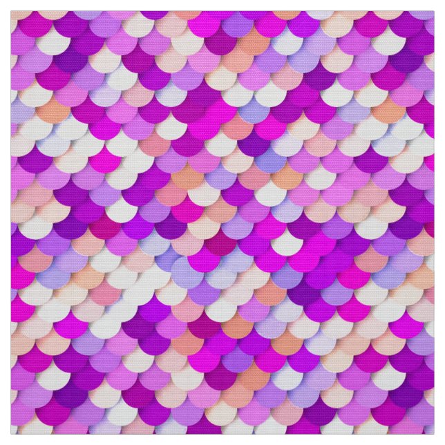 "Dragon Scales" - lila. shock rosa och persikor Tyg (Provkarta)