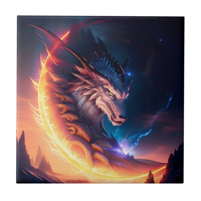 Dragon Scape Fire Natt Kakelplatta (Framsidan)