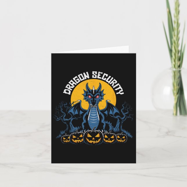 Dragon Security Halloween Funny Mamma Pappa Parent Kort (Framsida)