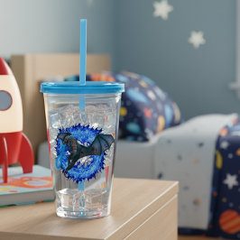 Dragon Serpent Breathing Fire Blue Flame Take Away Mugg