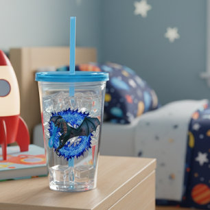 Dragon Serpent Breathing Fire Blue Flame Take Away Mugg