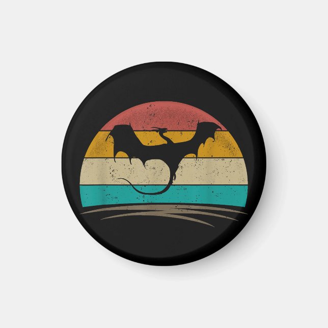 Dragon Shirt Retro Vintage Dragon Mythical Creatur Magnet (Framsidan)