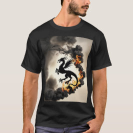 Dragon Silhouette med dynamiskt rök T-Shirt