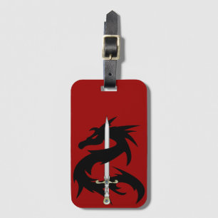 Dragon Silhouette och Sword Bagagebricka